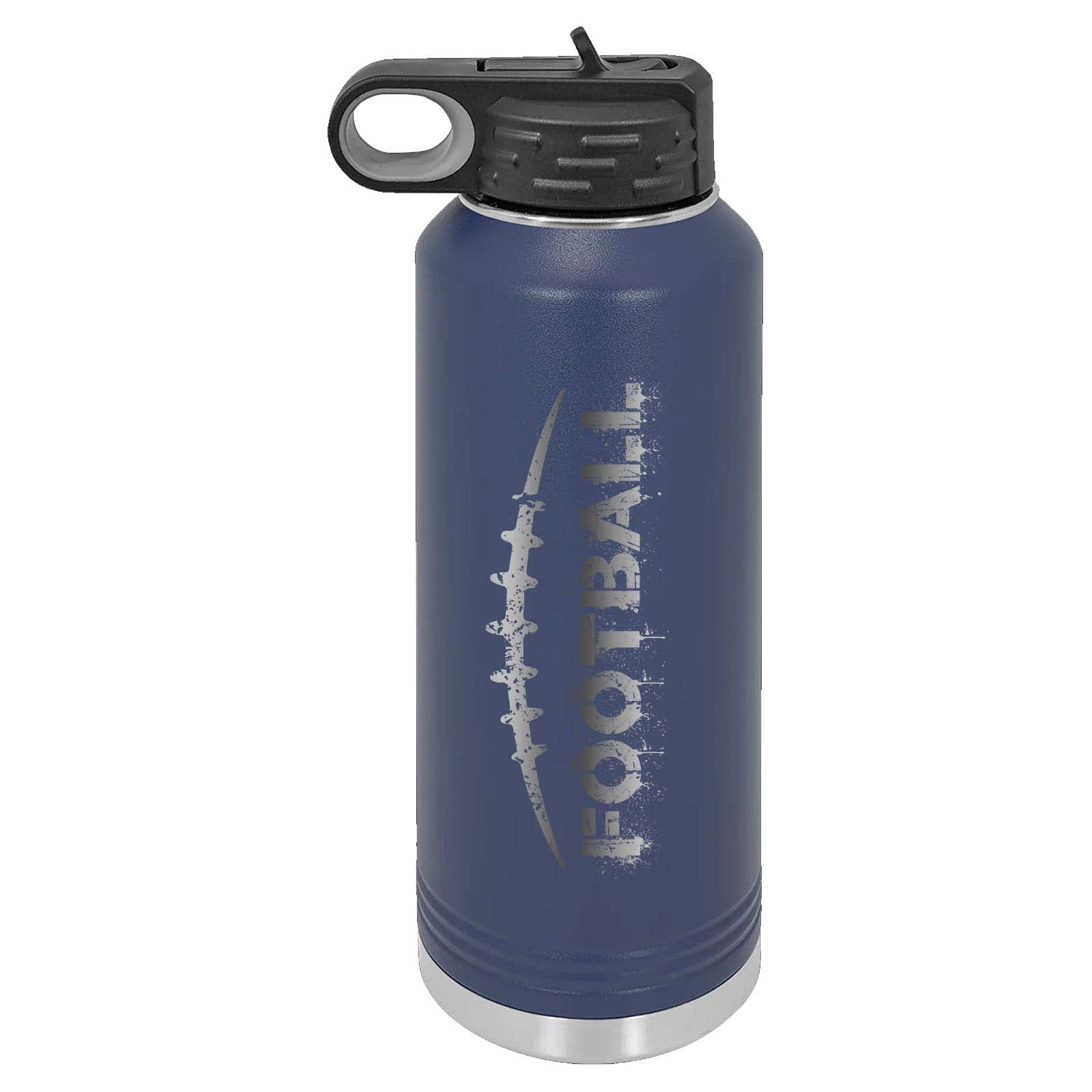 32oz Football Laser Engraved Water Bottle - Mato & Hash
