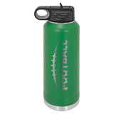 32oz Football Laser Engraved Water Bottle - Mato & Hash