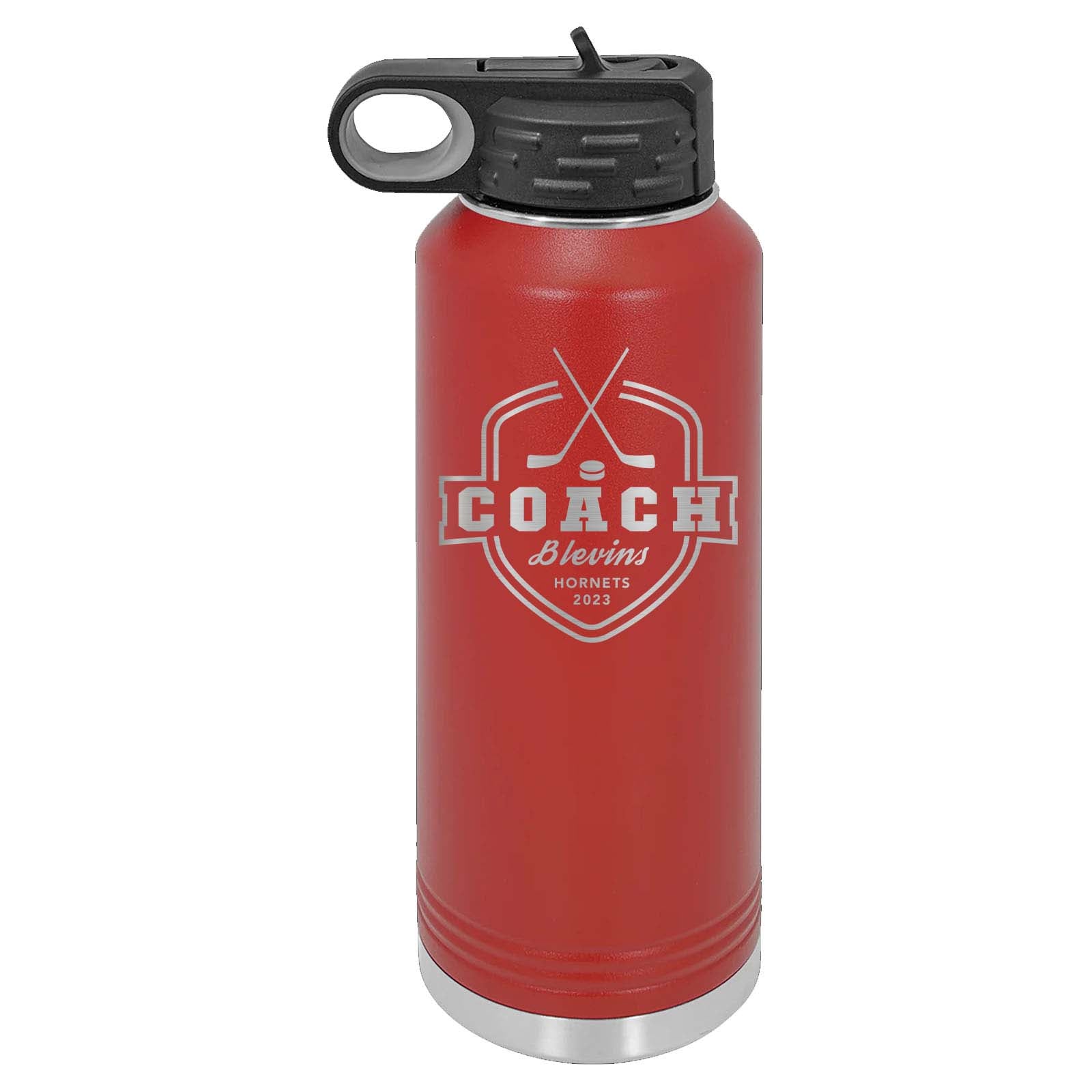 32oz Hockey Coach Laser Engraved Water Bottle - Mato & Hash