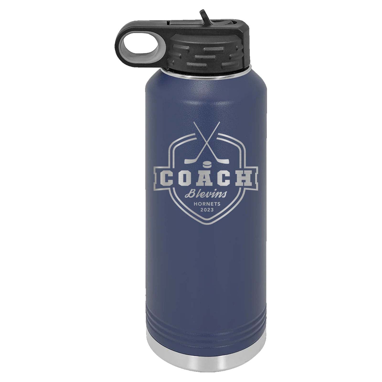 32oz Hockey Coach Laser Engraved Water Bottle - Mato & Hash