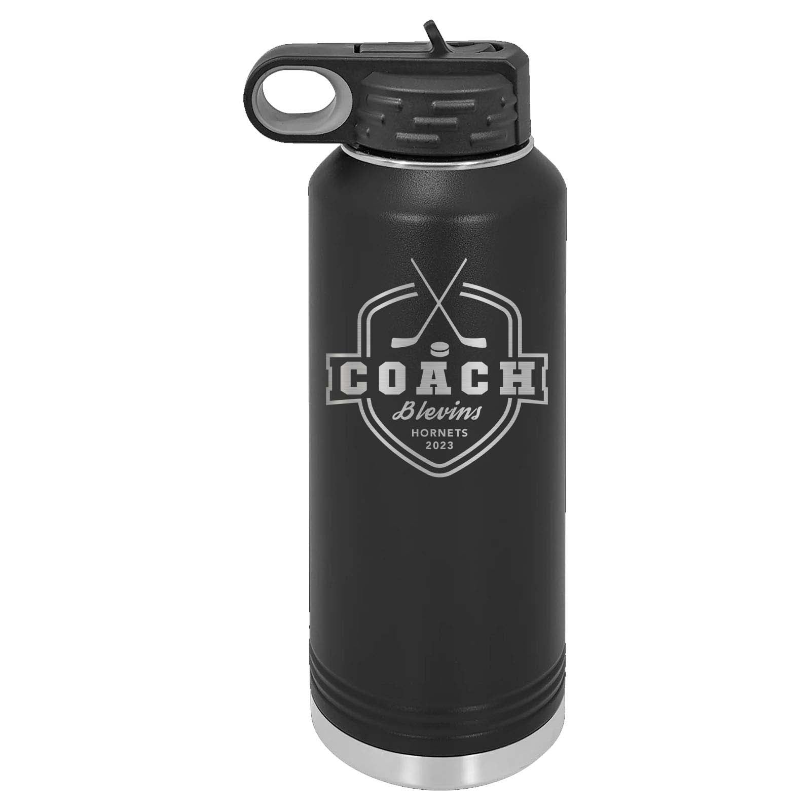 32oz Hockey Coach Laser Engraved Water Bottle - Mato & Hash