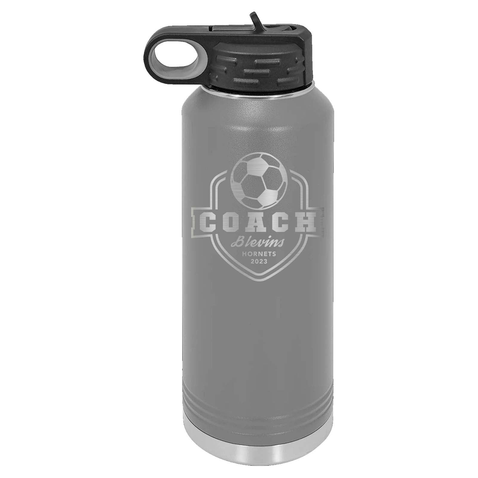 32oz Soccer Coach Laser Engraved Water Bottle - Mato & Hash