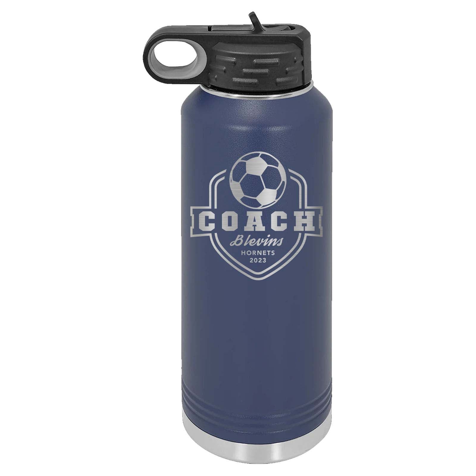 32oz Soccer Coach Laser Engraved Water Bottle - Mato & Hash