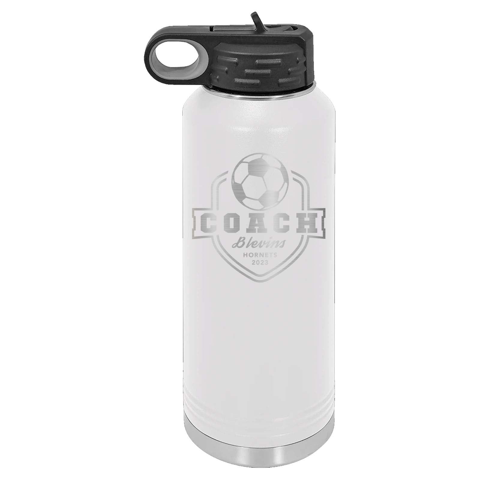 32oz Soccer Coach Laser Engraved Water Bottle - Mato & Hash