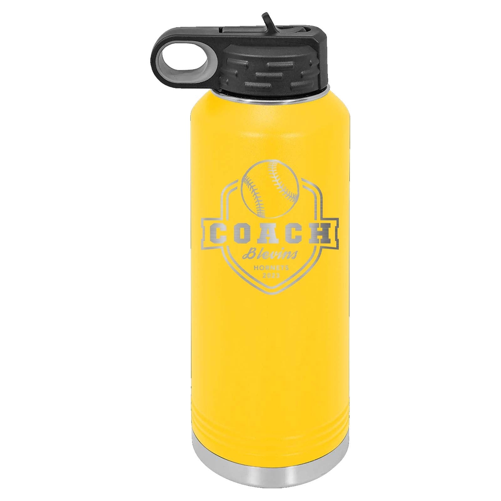 32oz Softball Coach Laser Engraved Water Bottle - Mato & Hash