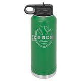 32oz Softball Coach Laser Engraved Water Bottle - Mato & Hash