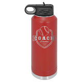 32oz Softball Coach Laser Engraved Water Bottle - Mato & Hash