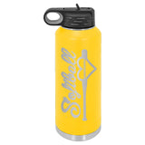32oz Softball Laser Engraved Water Bottle - Mato & Hash