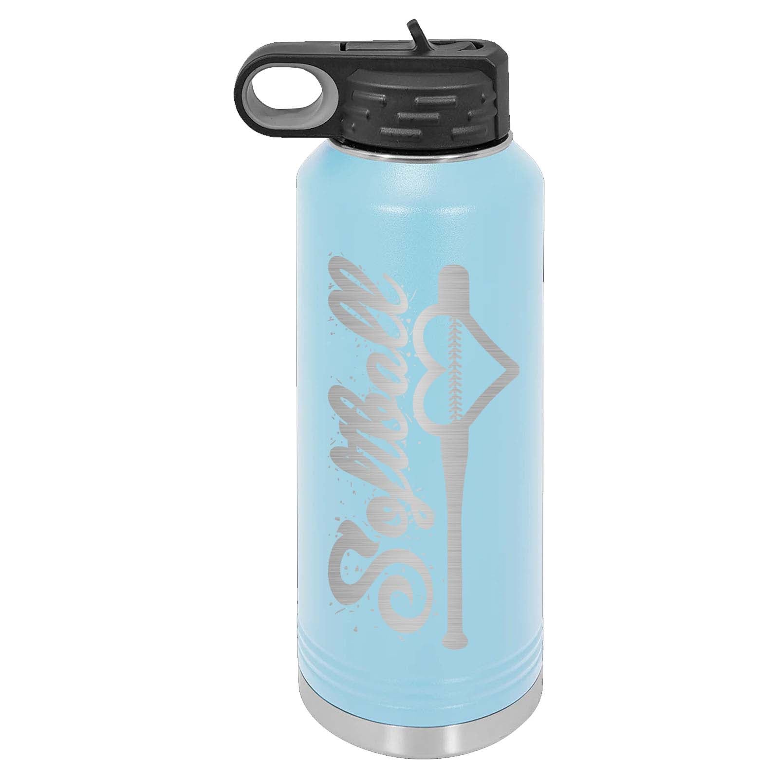 32oz Softball Laser Engraved Water Bottle - Mato & Hash