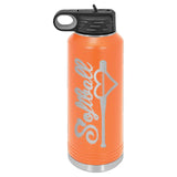 32oz Softball Laser Engraved Water Bottle - Mato & Hash