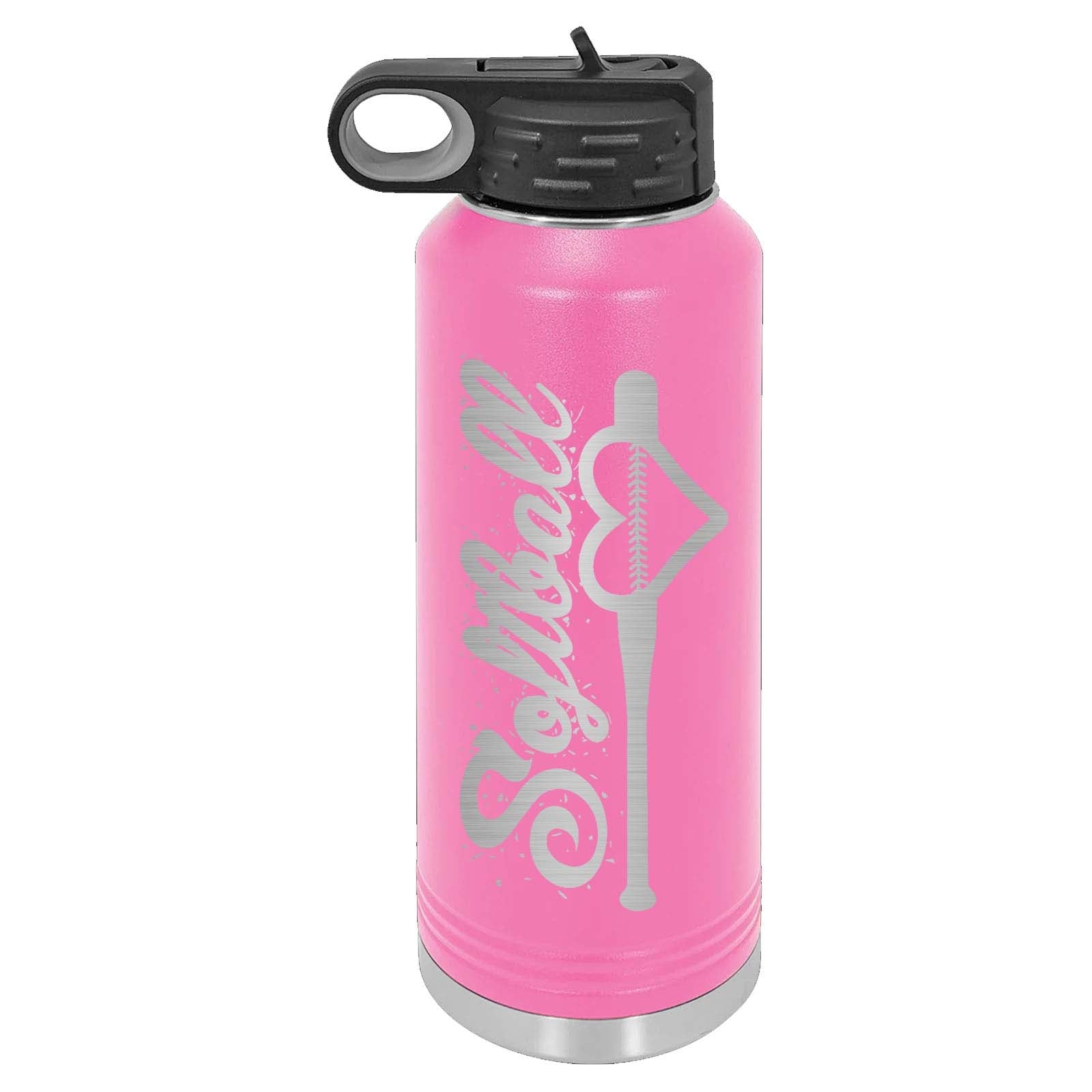 32oz Softball Laser Engraved Water Bottle - Mato & Hash