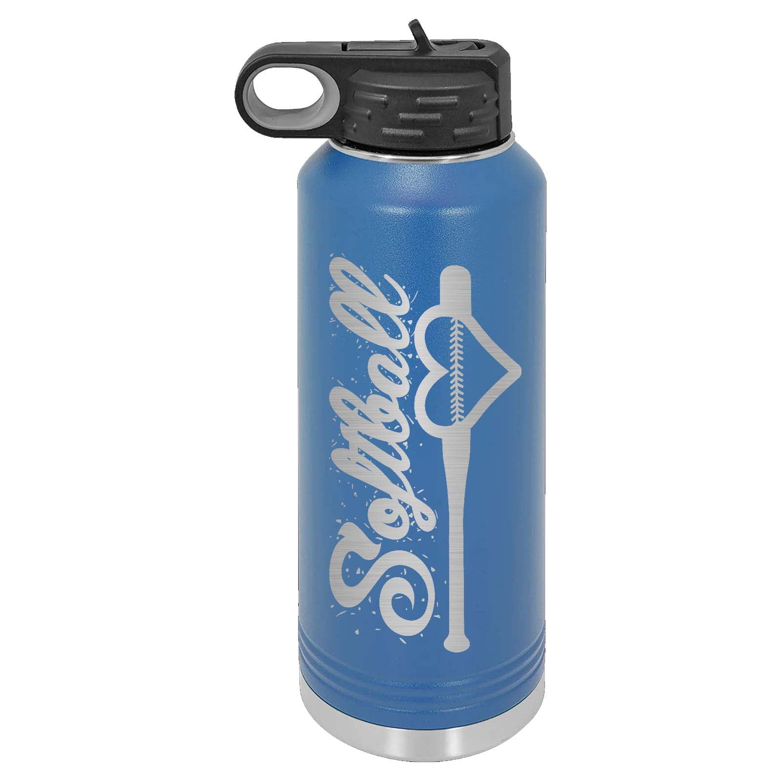32oz Softball Laser Engraved Water Bottle - Mato & Hash