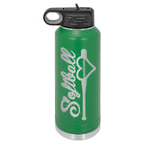 32oz Softball Laser Engraved Water Bottle - Mato & Hash