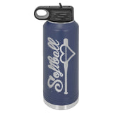 32oz Softball Laser Engraved Water Bottle - Mato & Hash