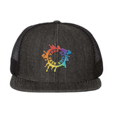 Embroidered Mega Cap - Flat Bill Six-Panel Trucker Cap