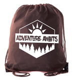 Adventure Awaits Polyester Drawstring Bag