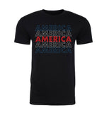 America Patriotic Stacked Text Unisex 4th of July T Shirts