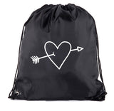 Arrow Through Heart Valentine's Day Polyester Drawstring Bag