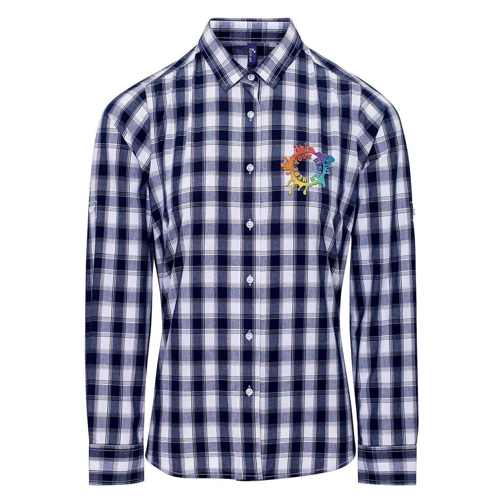 Artisan Collection by Reprime Ladies' Mulligan Check Long-Sleeve Cotton Shirt Embroidery - Mato & Hash