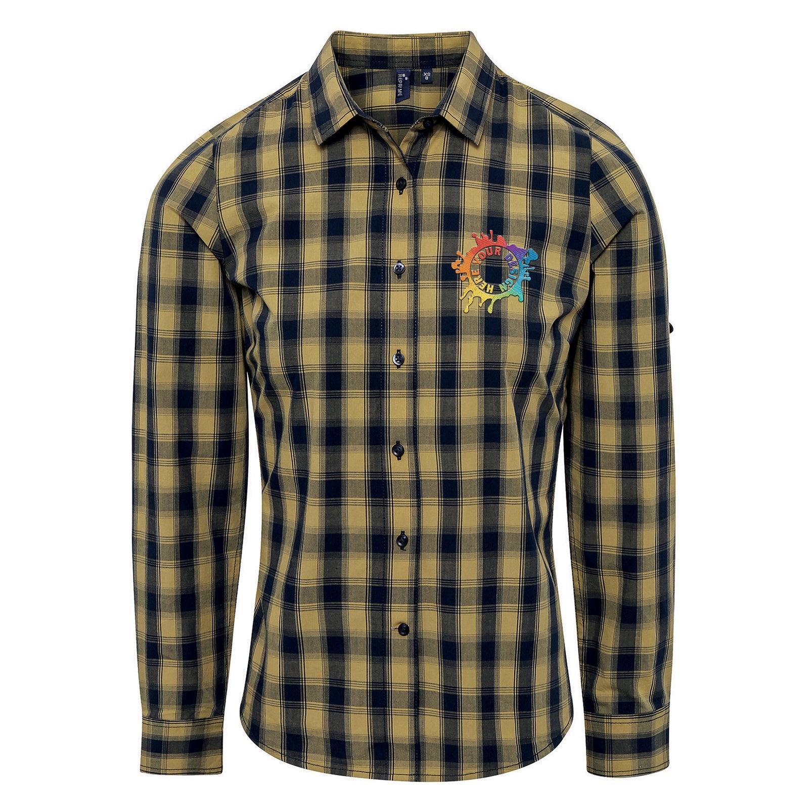 Artisan Collection by Reprime Ladies' Mulligan Check Long-Sleeve Cotton Shirt Embroidery - Mato & Hash