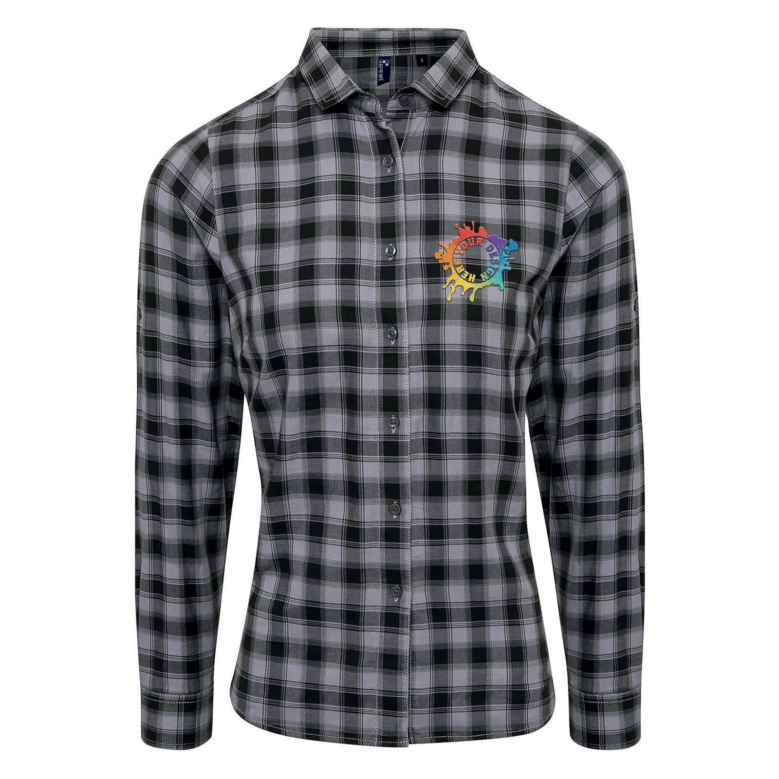 Artisan Collection by Reprime Ladies' Mulligan Check Long-Sleeve Cotton Shirt Embroidery - Mato & Hash