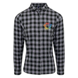 Artisan Collection by Reprime Ladies' Mulligan Check Long-Sleeve Cotton Shirt Embroidery - Mato & Hash