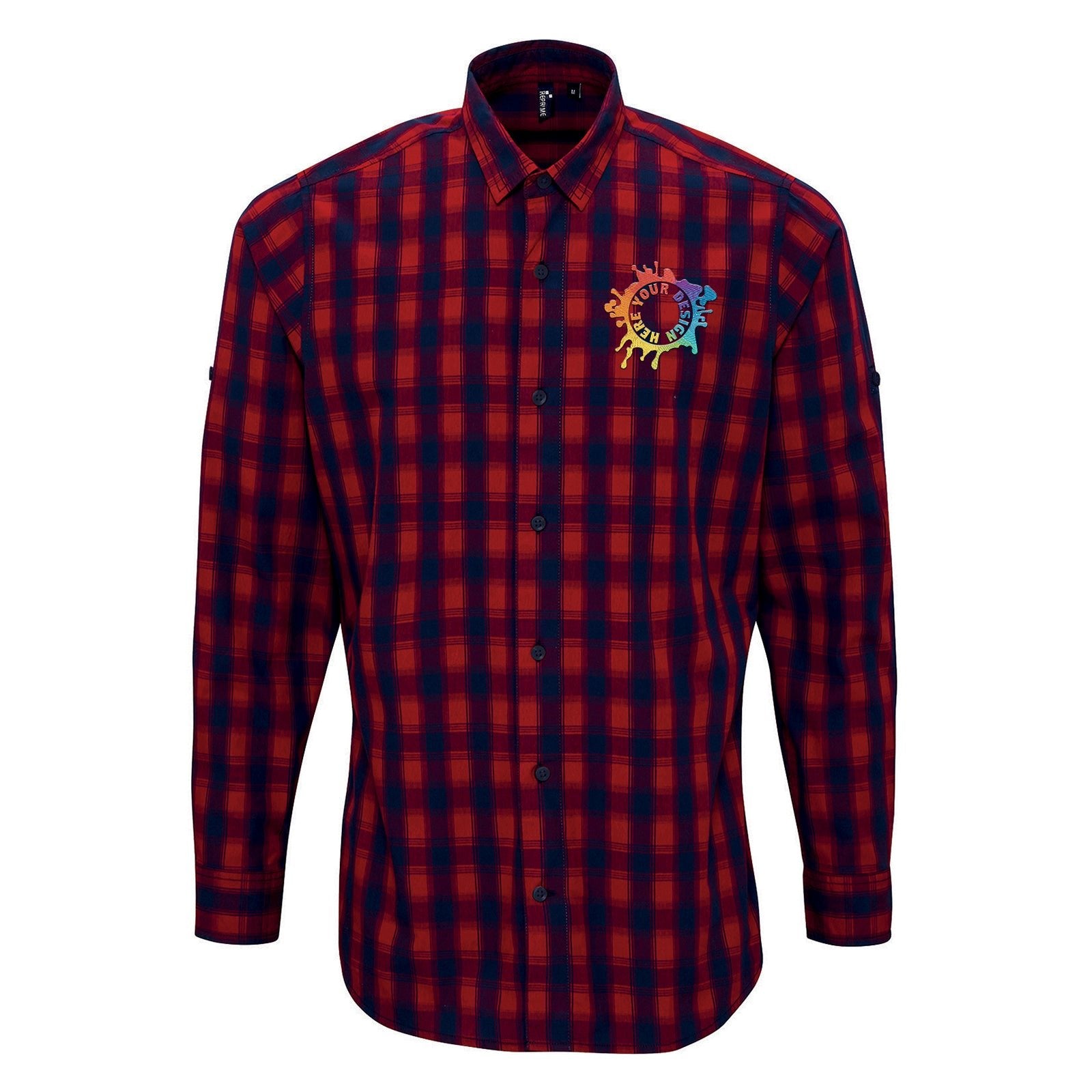 Artisan Collection by Reprime Men's Mulligan Check Long-Sleeve Cotton Shirt Embroidery - Mato & Hash