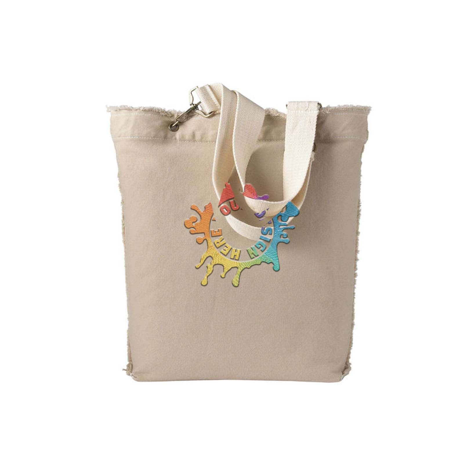 Authentic Pigment Direct-Dyed Raw-Edge Tote Embroidery - Mato & Hash