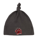 Baby Bear Text in Buffalo Plaid Paw Print - Baby Hat w/ Adjustable Top Knot - Mato & Hash