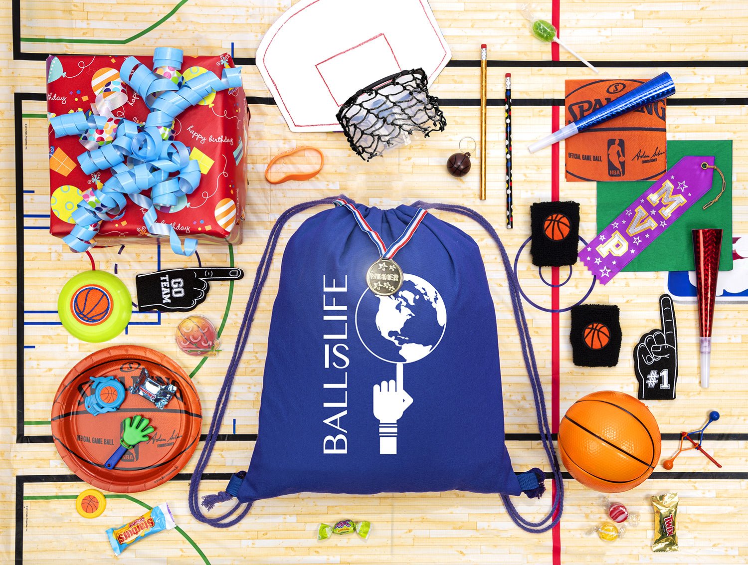 Ball Is Life Basketball Cotton Drawstring Bag