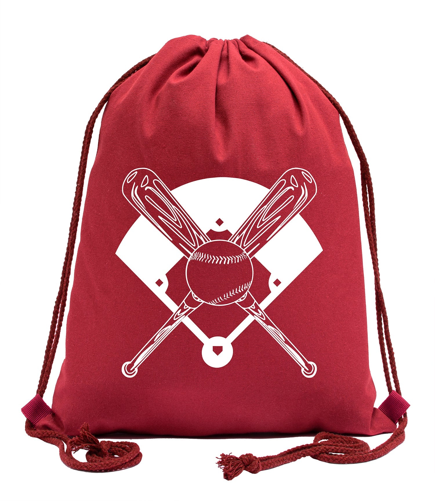 Bats, Baseball & Diamond Cotton Drawstring Bag