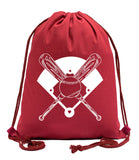 Bats, Baseball & Diamond Cotton Drawstring Bag