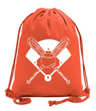 Bats, Baseball & Diamond Cotton Drawstring Bag