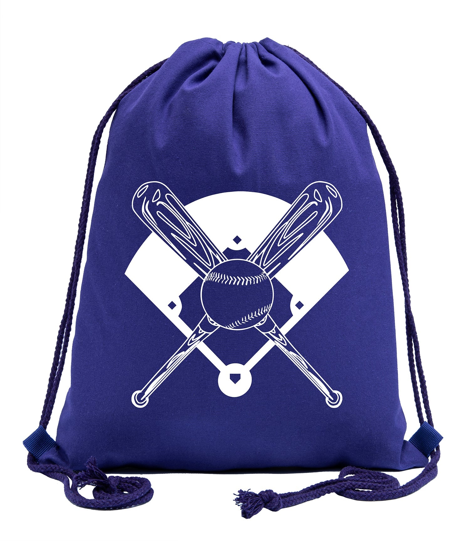Bats, Baseball & Diamond Cotton Drawstring Bag