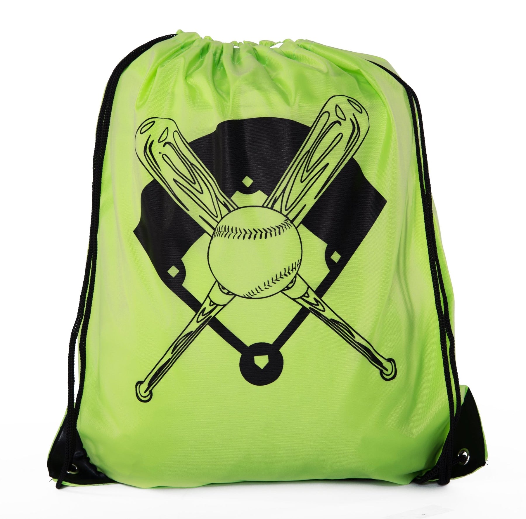Bats, Baseball & Diamond Polyester Drawstring Bag