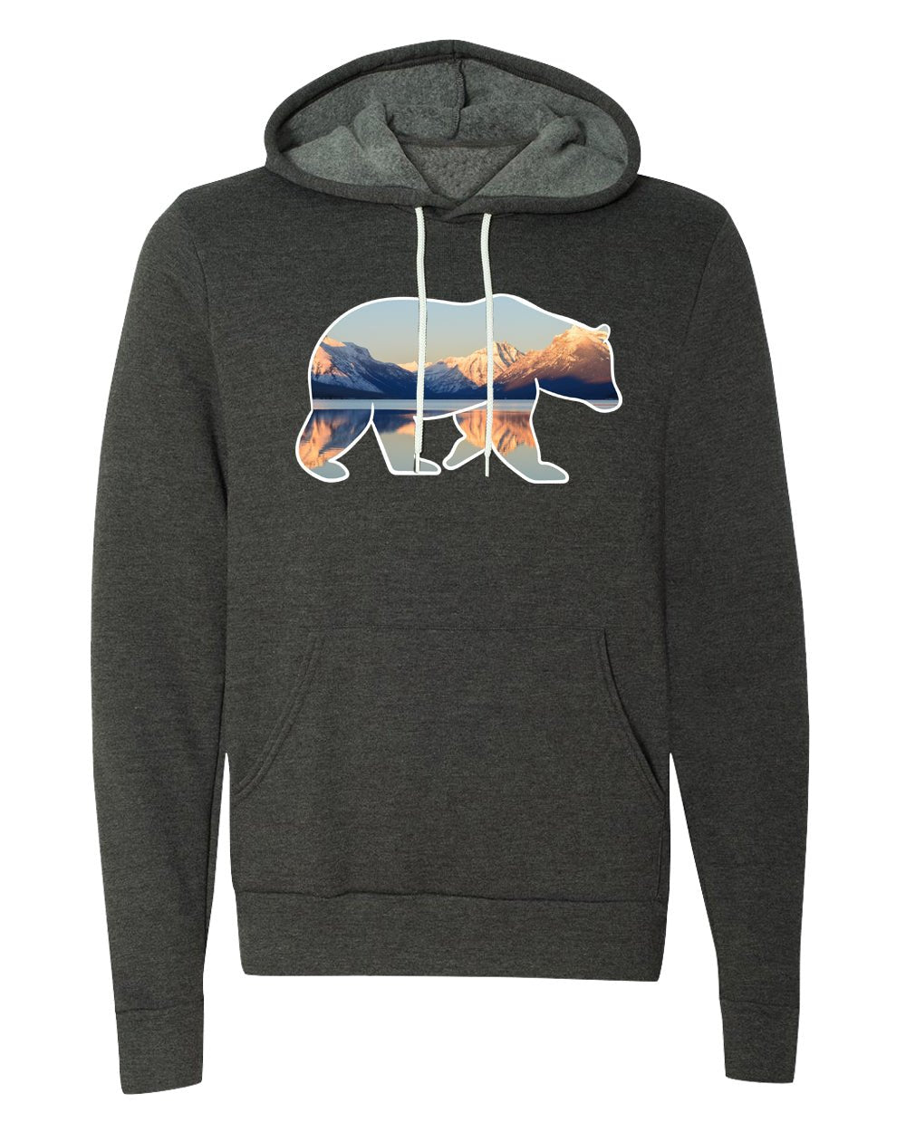 Sweater - Bear Hoodie With Mountains  Outdoor Hoodie Hiking Sweaters