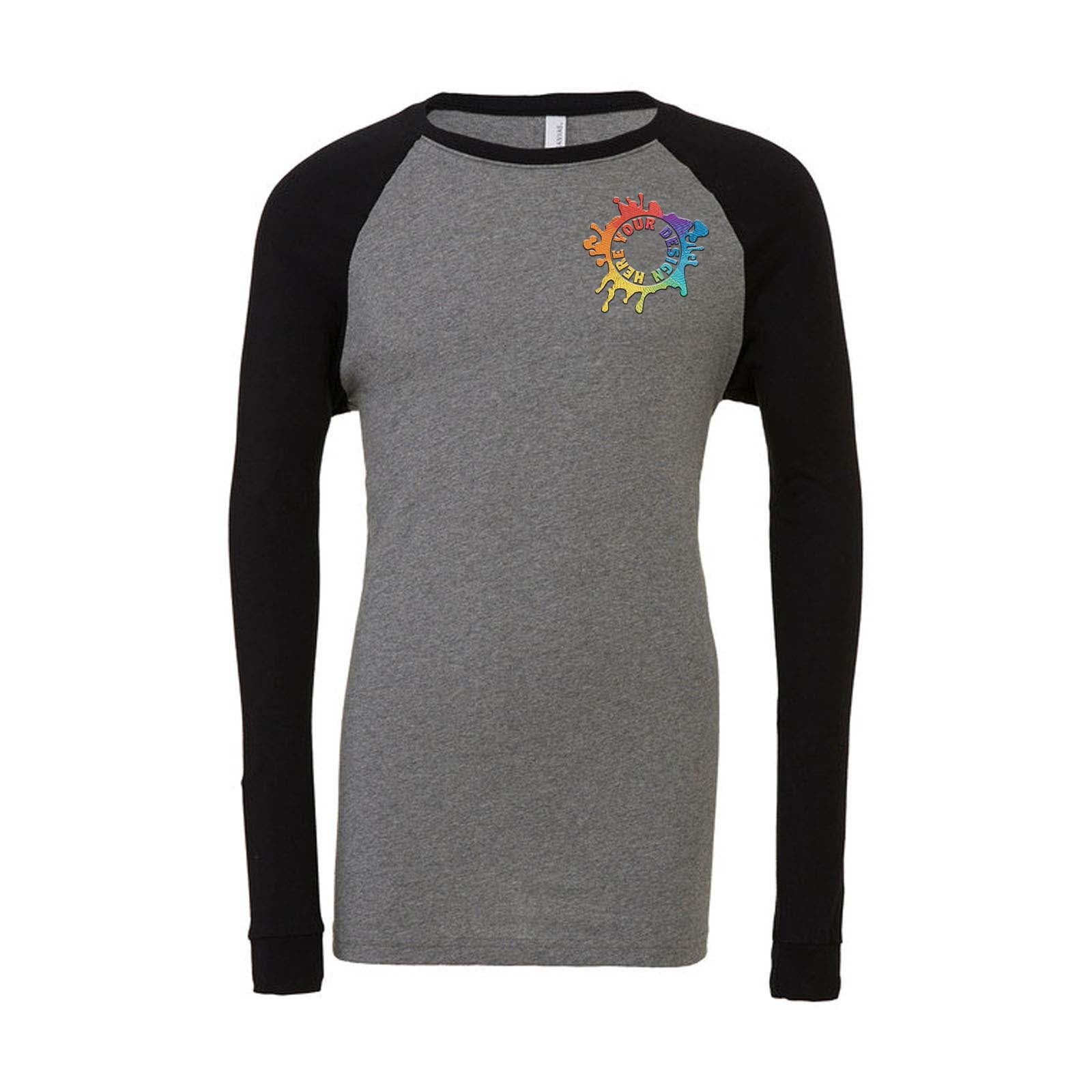 Bella + Canvas Men's Jersey Long-Sleeve Baseball Raglan T-Shirt Embroidery