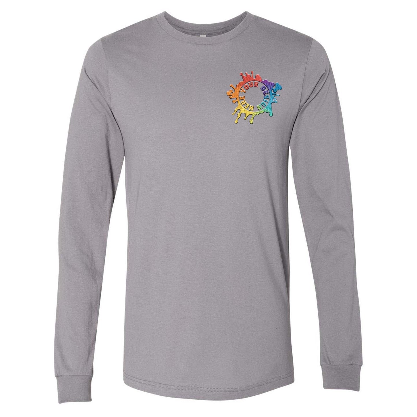 Bella + Canvas Unisex 100% Cotton Long Sleeve T-Shirt Embroidery - Mato & Hash
