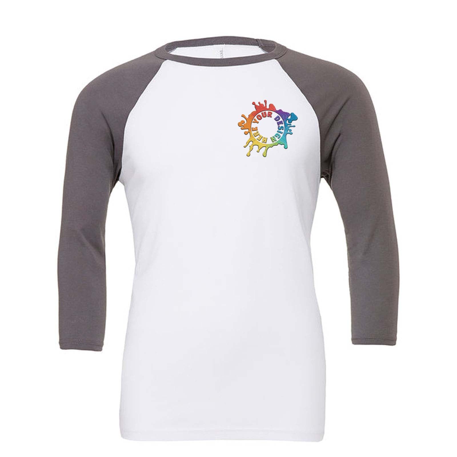 Bella + Canvas Unisex 3/4-Sleeve Baseball Raglan T-Shirt Embroidery - Mato & Hash