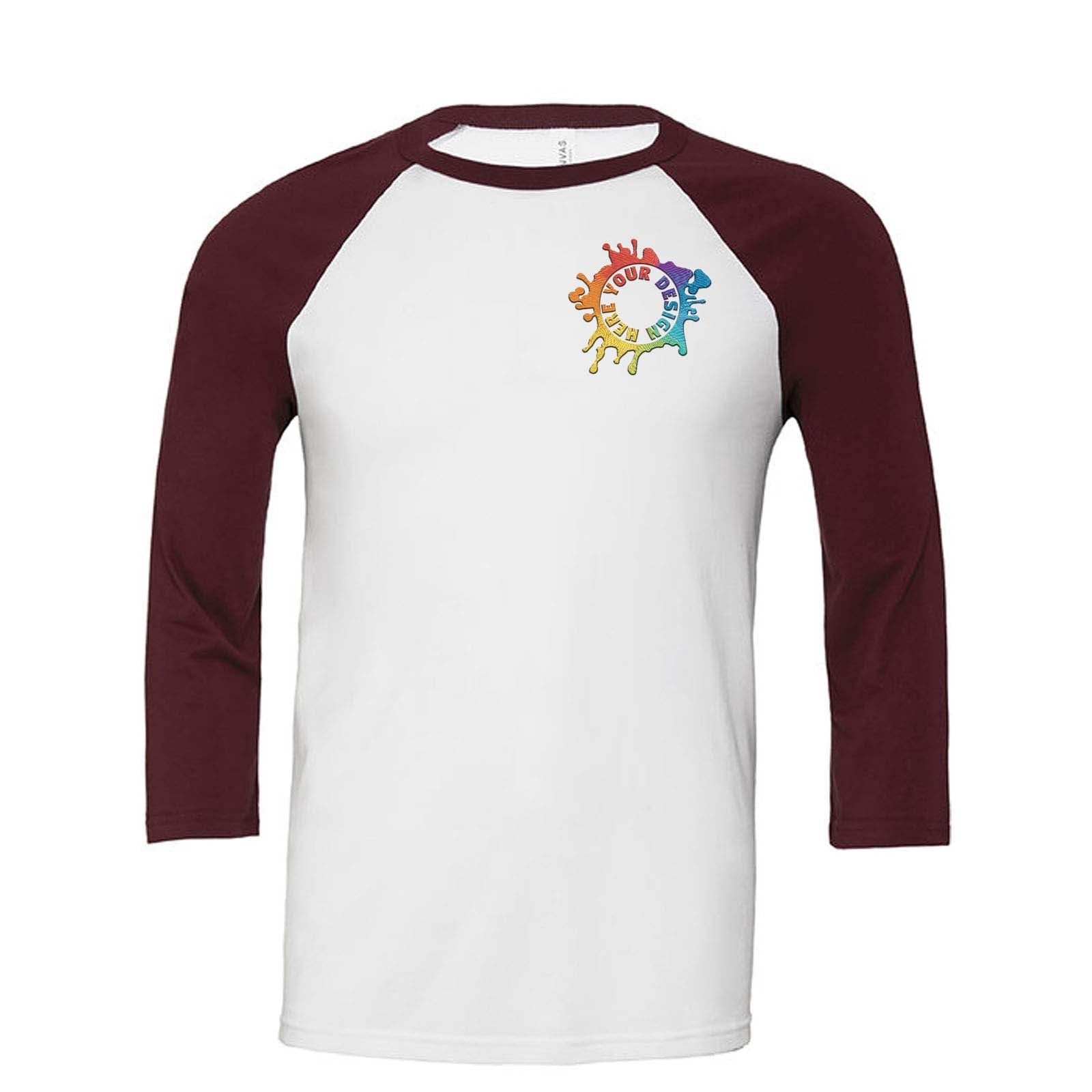Bella + Canvas Unisex 3/4-Sleeve Baseball Raglan T-Shirt Embroidery - Mato & Hash