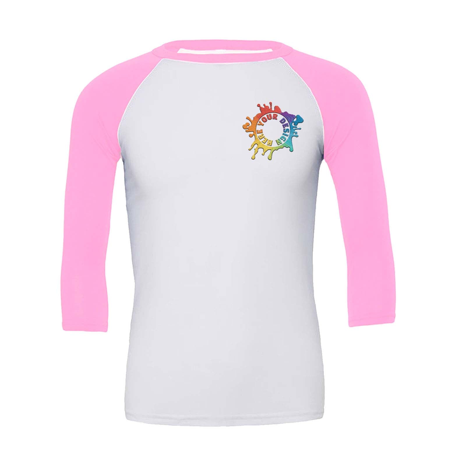 Bella + Canvas Unisex 3/4-Sleeve Baseball Raglan T-Shirt Embroidery - Mato & Hash