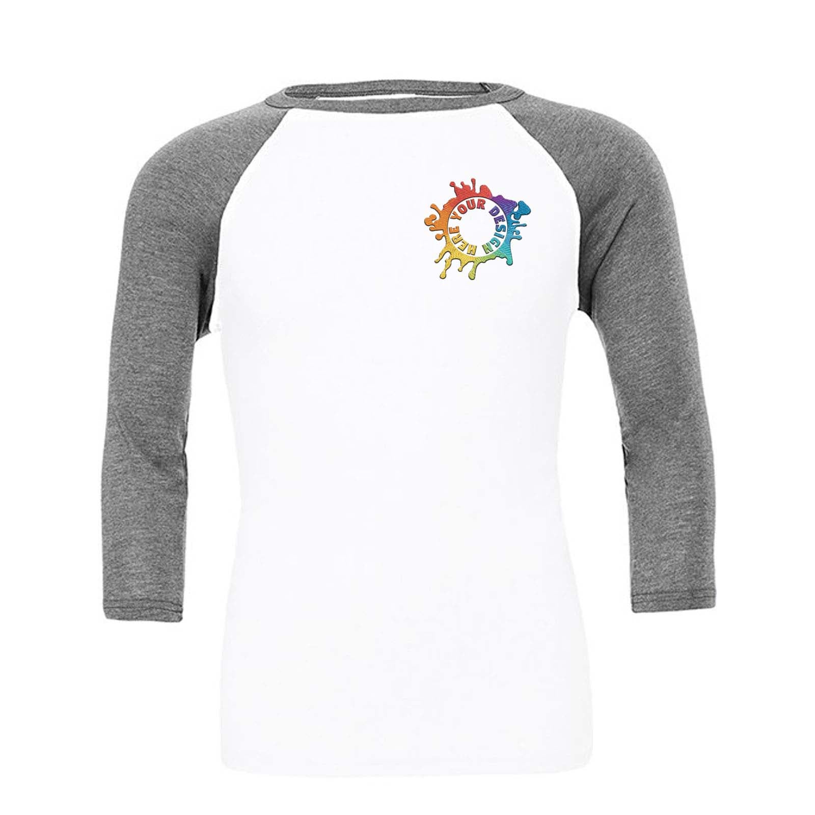 Bella + Canvas Unisex 3/4-Sleeve Baseball Raglan T-Shirt Embroidery - Mato & Hash