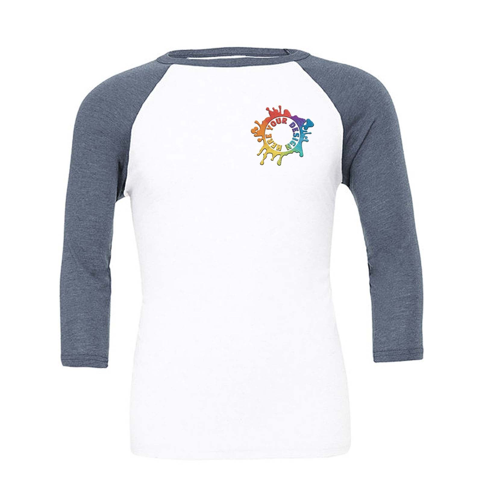 Bella + Canvas Unisex 3/4-Sleeve Baseball Raglan T-Shirt Embroidery - Mato & Hash