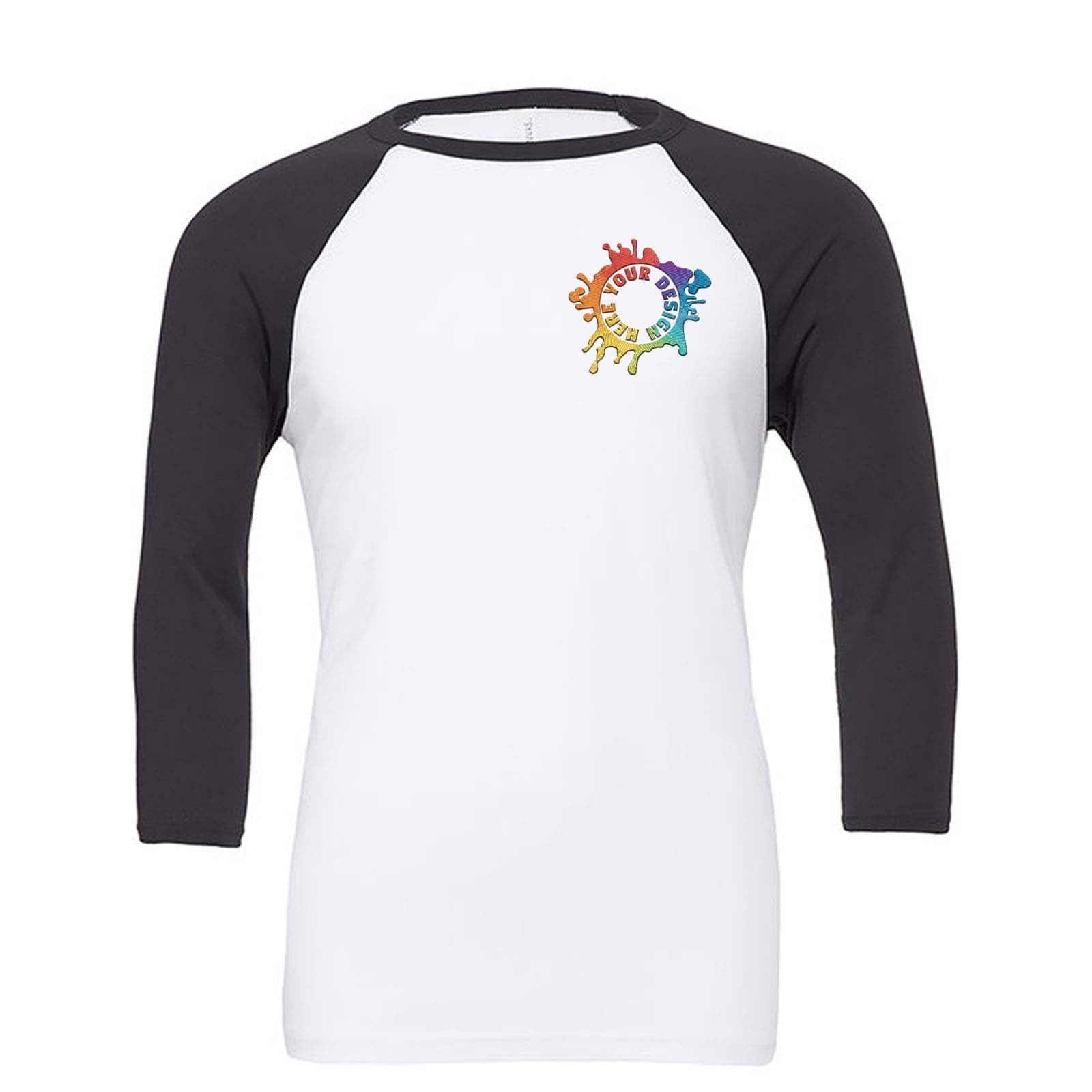 Bella + Canvas Unisex 3/4-Sleeve Baseball Raglan T-Shirt Embroidery - Mato & Hash