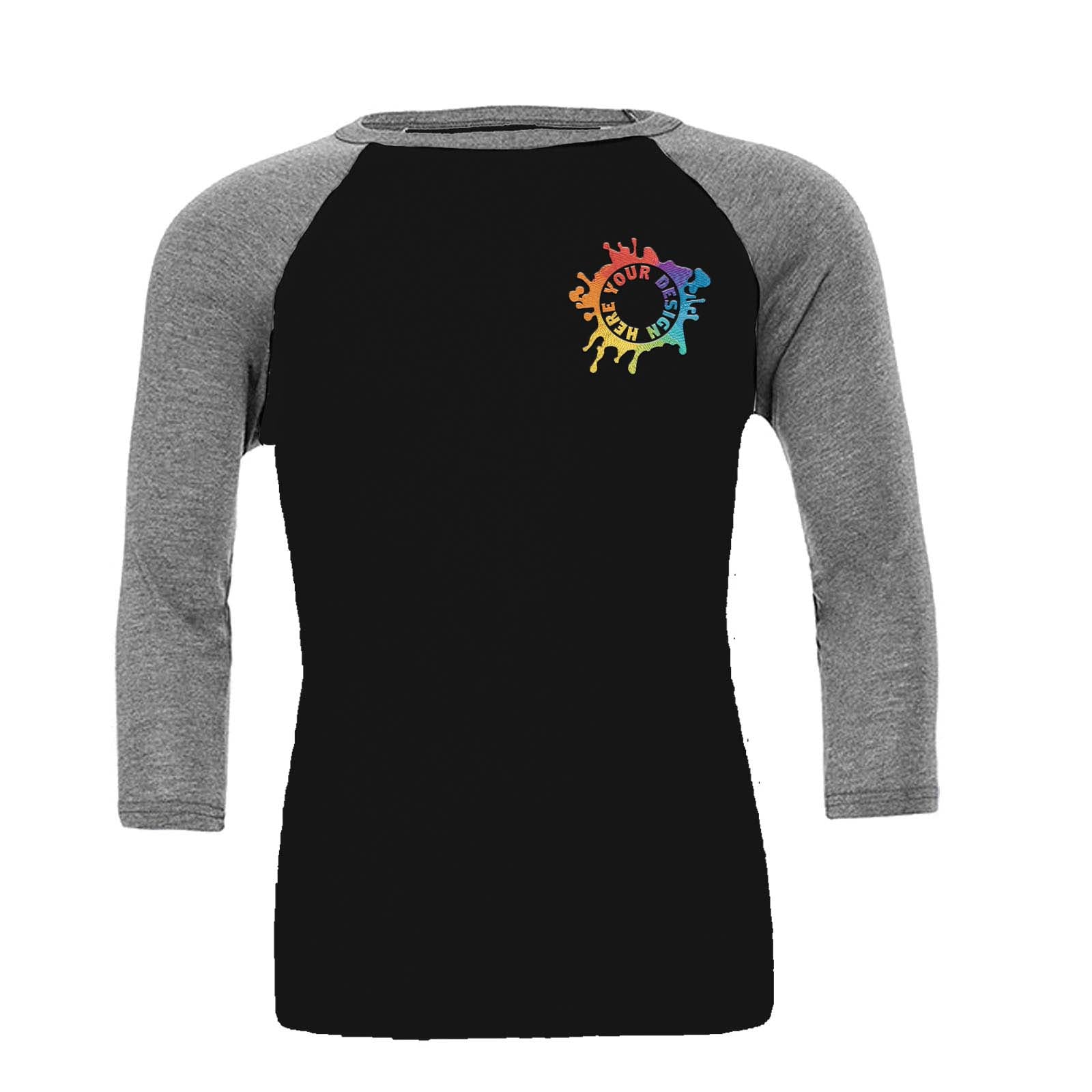 Bella + Canvas Unisex 3/4-Sleeve Baseball Raglan T-Shirt Embroidery - Mato & Hash