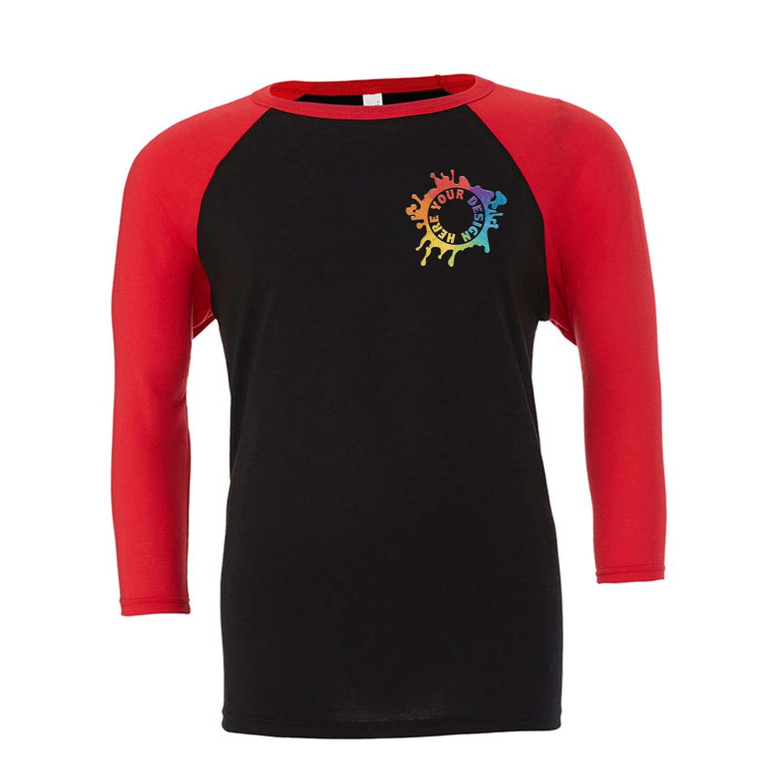 Bella + Canvas Unisex 3/4-Sleeve Baseball Raglan T-Shirt Embroidery - Mato & Hash