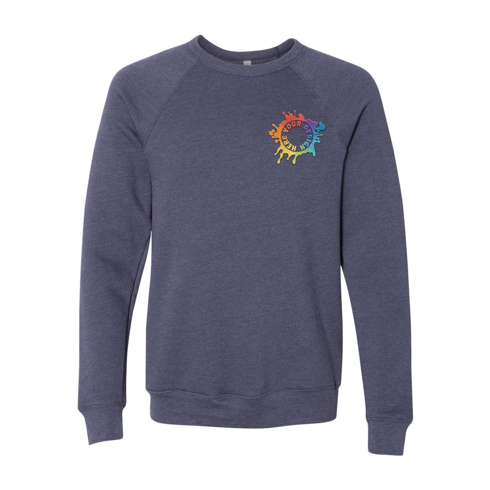 Bella + Canvas Unisex Cotton/Polyester Fleece Raglan Crewneck Sweatshirt Embroidery - Mato & Hash