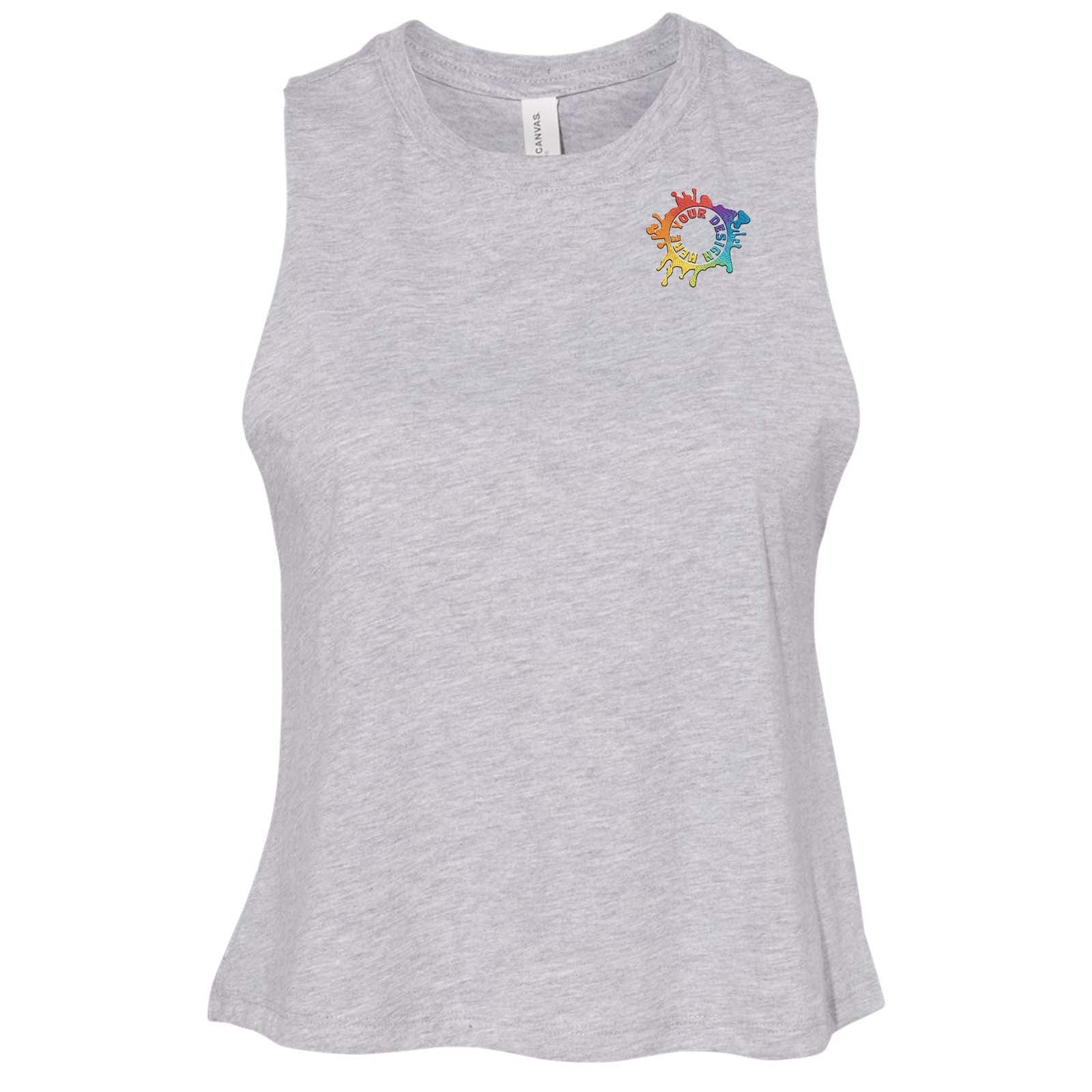 Bella + Canvas Women's Cotton/Polyester Blend Racerback Cropped Tank Top Embroidery - Mato & Hash
