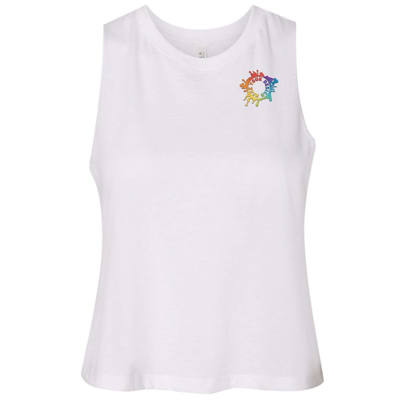 Bella + Canvas Women's Cotton/Polyester Blend Racerback Cropped Tank Top Embroidery - Mato & Hash