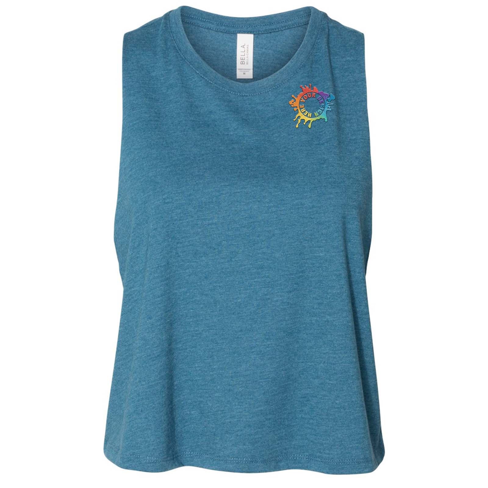 Bella + Canvas Women's Cotton/Polyester Blend Racerback Cropped Tank Top Embroidery - Mato & Hash